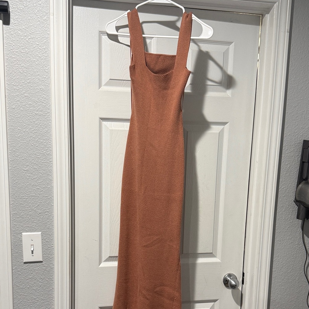 Elegant Tan Maxi Dress